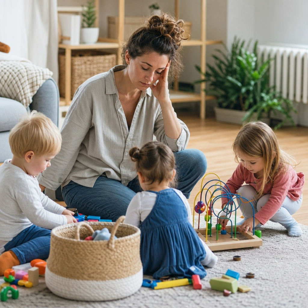 Assistante maternelle : tenir 50 heures par semaine seule chez vous avec trois enfants, la stratégie d'économie d'énergie